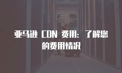 亚马逊 CDN 费用：了解您的费用情况