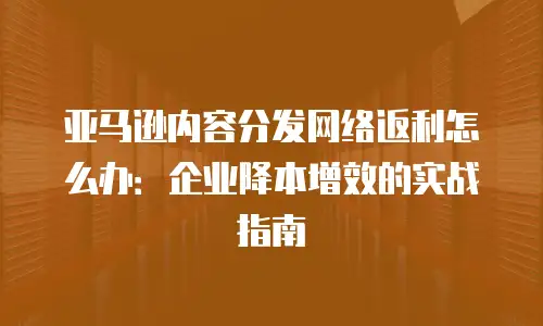 亚马逊内容分发网络返利怎么办：企业降本增效的实战指南