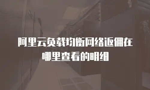 阿里云负载均衡网络返佣在哪里查看的明细