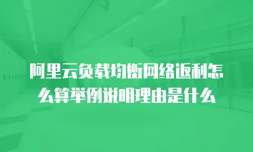 阿里云负载均衡网络返利怎么算举例说明理由是什么