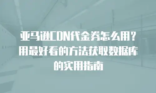 亚马逊CDN代金券怎么用？用最好看的方法获取数据库的实用指南