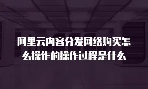 阿里云内容分发网络购买怎么操作的操作过程是什么