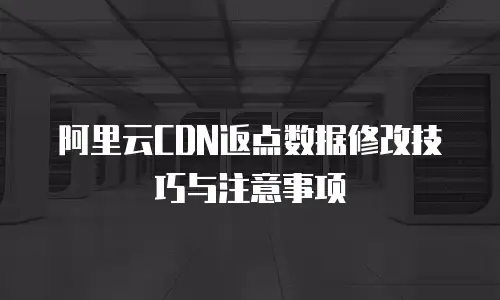 阿里云CDN返点数据修改技巧与注意事项