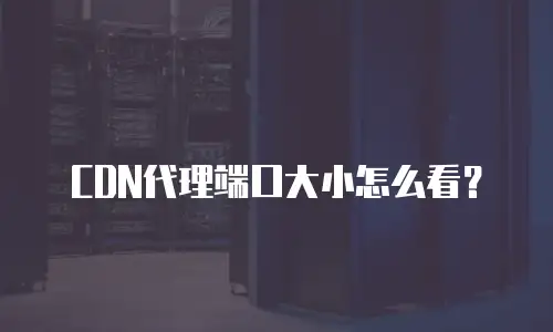 CDN代理端口大小怎么看？