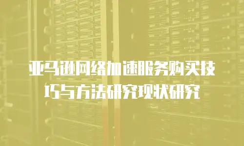 亚马逊网络加速服务购买技巧与方法研究现状研究