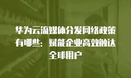 华为云流媒体分发网络政策有哪些：赋能企业高效触达全球用户