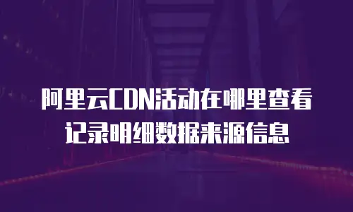 阿里云CDN活动在哪里查看记录明细数据来源信息