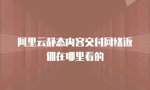 阿里云静态内容交付网络返佣在哪里看的