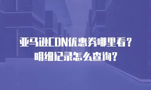 亚马逊CDN优惠券哪里看？明细记录怎么查询？