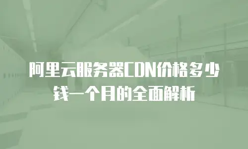 阿里云服务器CDN价格多少钱一个月的全面解析