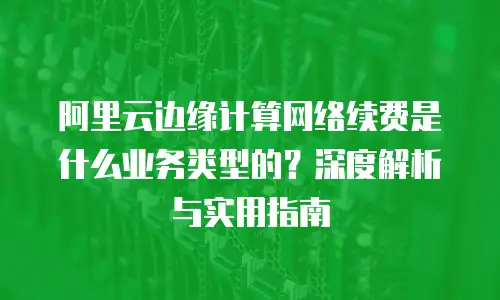 阿里云边缘计算网络续费是什么业务类型的？深度解析与实用指南