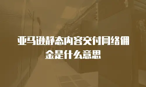 亚马逊静态内容交付网络佣金是什么意思