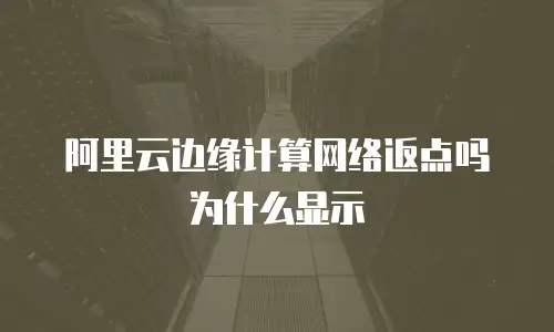 阿里云边缘计算网络返点吗为什么显示