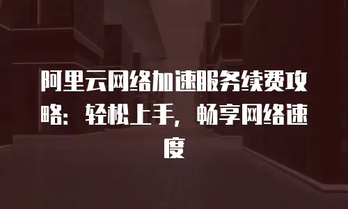 阿里云网络加速服务续费攻略：轻松上手，畅享网络速度