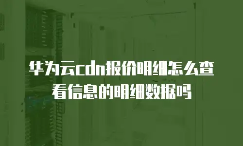 华为云cdn报价明细怎么查看信息的明细数据吗