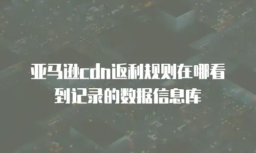 亚马逊cdn返利规则在哪看到记录的数据信息库