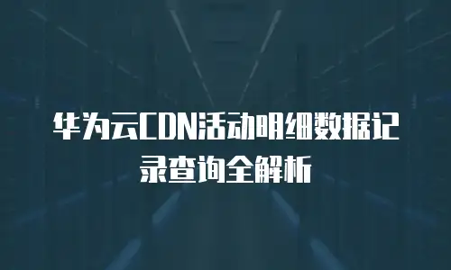 华为云CDN活动明细数据记录查询全解析