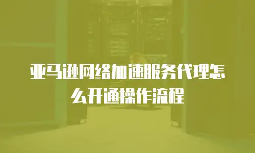 亚马逊网络加速服务代理怎么开通操作流程