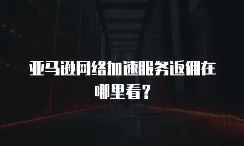 亚马逊网络加速服务返佣在哪里看？