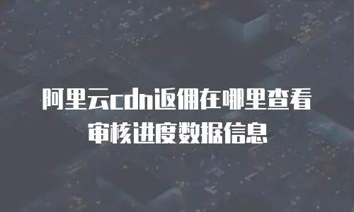 阿里云cdn返佣在哪里查看审核进度数据信息