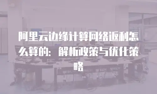 阿里云边缘计算网络返利怎么算的：解析政策与优化策略