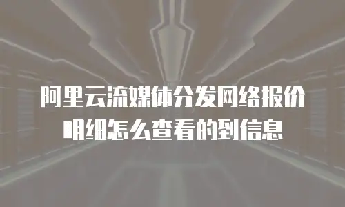 阿里云流媒体分发网络报价明细怎么查看的到信息