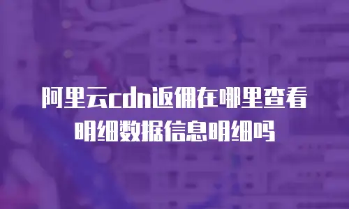 阿里云cdn返佣在哪里查看明细数据信息明细吗