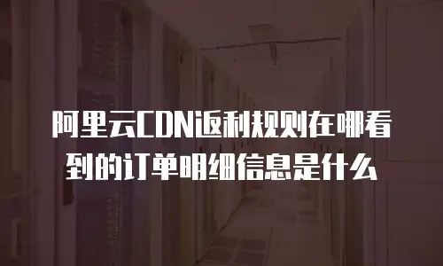 阿里云CDN返利规则在哪看到的订单明细信息是什么