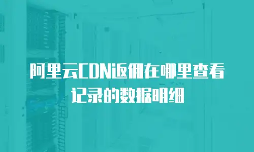 阿里云CDN返佣在哪里查看记录的数据明细