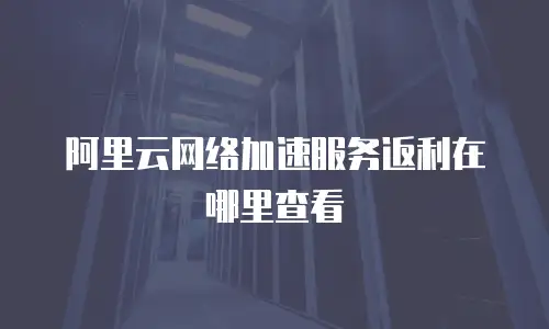 阿里云网络加速服务返利在哪里查看