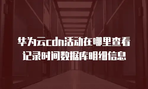 华为云cdn活动在哪里查看记录时间数据库明细信息