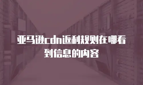 亚马逊cdn返利规则在哪看到信息的内容