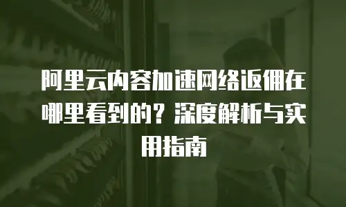阿里云内容加速网络返佣在哪里看到的？深度解析与实用指南