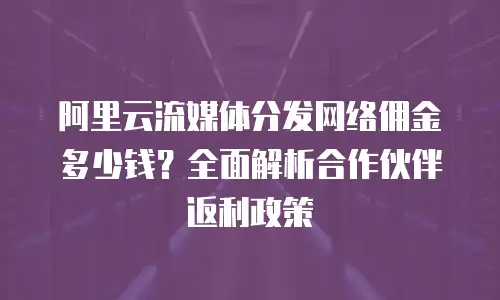 阿里云流媒体分发网络佣金多少钱？全面解析合作伙伴返利政策