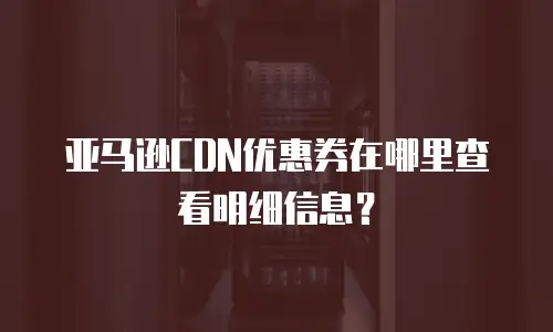 亚马逊CDN优惠券在哪里查看明细信息？