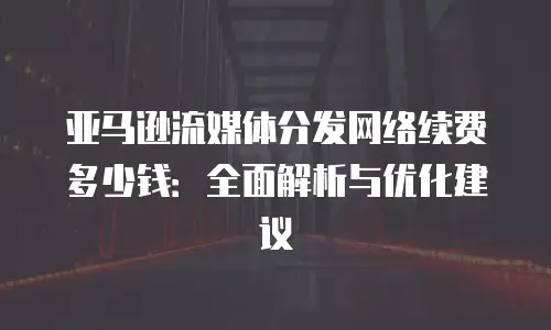 亚马逊流媒体分发网络续费多少钱：全面解析与优化建议