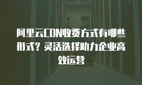 阿里云CDN收费方式有哪些形式？灵活选择助力企业高效运营
