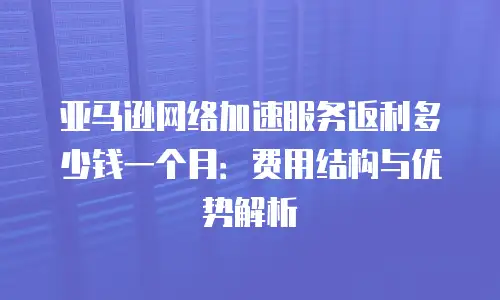 亚马逊网络加速服务返利多少钱一个月：费用结构与优势解析