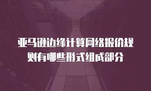 亚马逊边缘计算网络报价规则有哪些形式组成部分