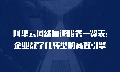 阿里云网络加速服务一览表：企业数字化转型的高效引擎