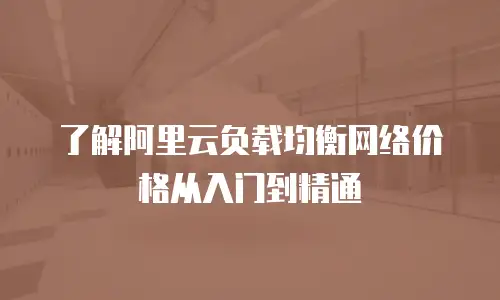 了解阿里云负载均衡网络价格从入门到精通
