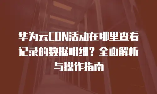 华为云CDN活动在哪里查看记录的数据明细？全面解析与操作指南