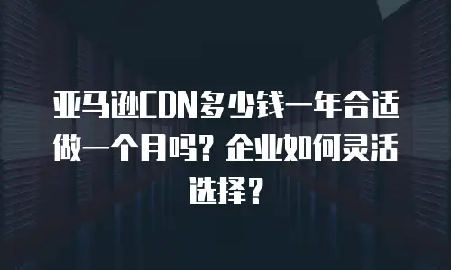 亚马逊CDN多少钱一年合适做一个月吗？企业如何灵活选择？