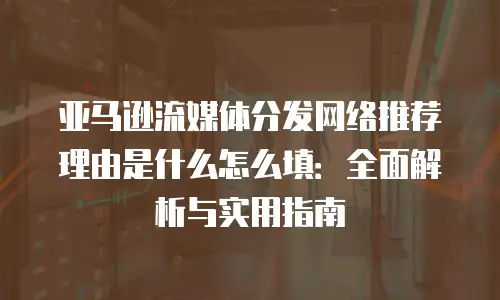 亚马逊流媒体分发网络推荐理由是什么怎么填：全面解析与实用指南