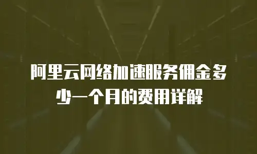 阿里云网络加速服务佣金多少一个月的费用详解