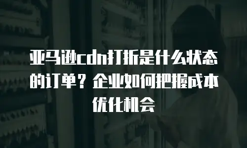 亚马逊cdn打折是什么状态的订单？企业如何把握成本优化机会