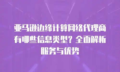 亚马逊边缘计算网络代理商有哪些信息类型？全面解析服务与优势
