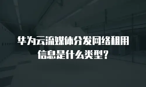 华为云流媒体分发网络租用信息是什么类型？