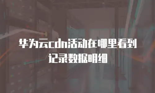 华为云cdn活动在哪里看到记录数据明细