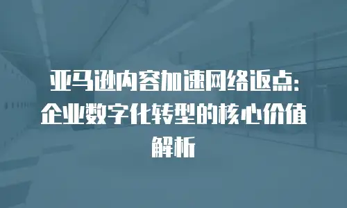 亚马逊内容加速网络返点：企业数字化转型的核心价值解析